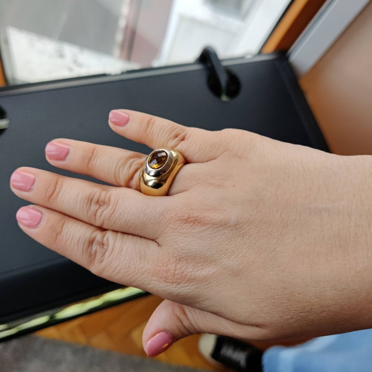BAGUE EN OR JAUNE ET CITRINE - Castafiore