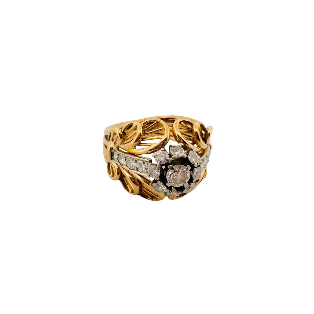 Bague en or jaune et diamants - Castafiore