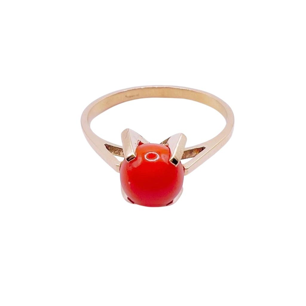 Bague en or jaune et perle de corail - Castafiore