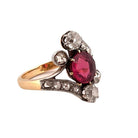 Bague en or jaune et pierre en verre rose, et diamants - Castafiore