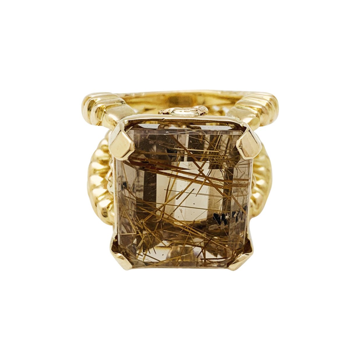 Bague en or jaune et quartz cheveux d'ange - Castafiore