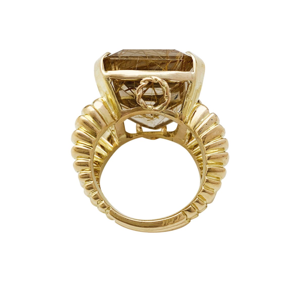 Bague en or jaune et quartz cheveux d'ange - Castafiore