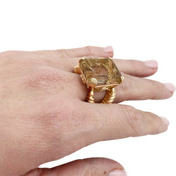 Bague en or jaune et quartz cheveux d'ange - Castafiore