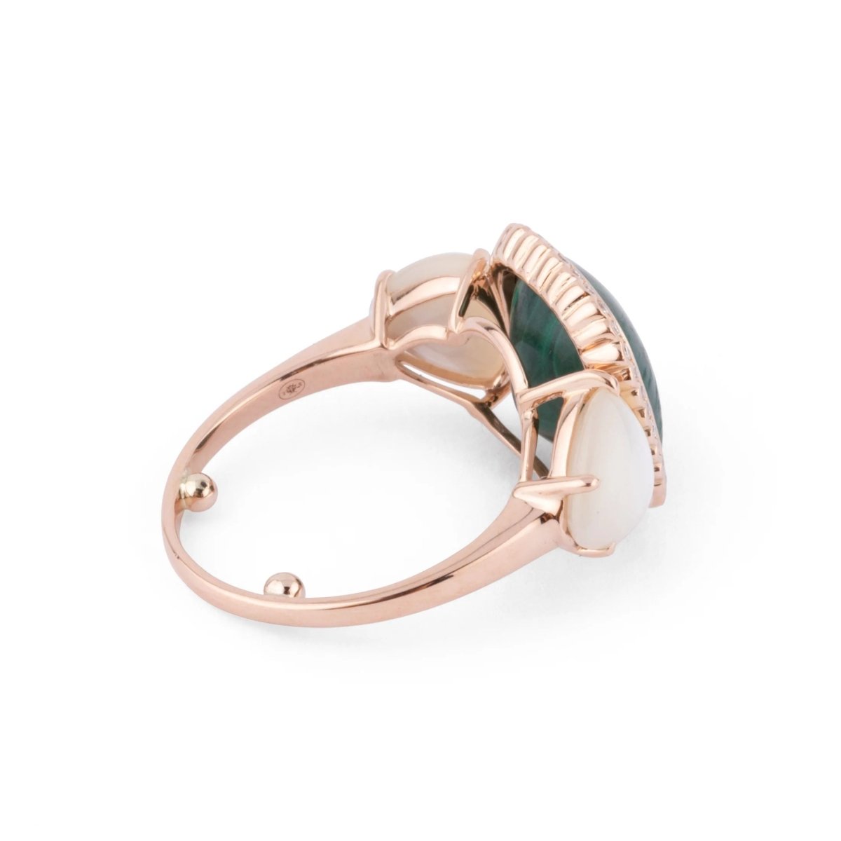 Bague en or jaune malachite,nacre et diamants - Castafiore