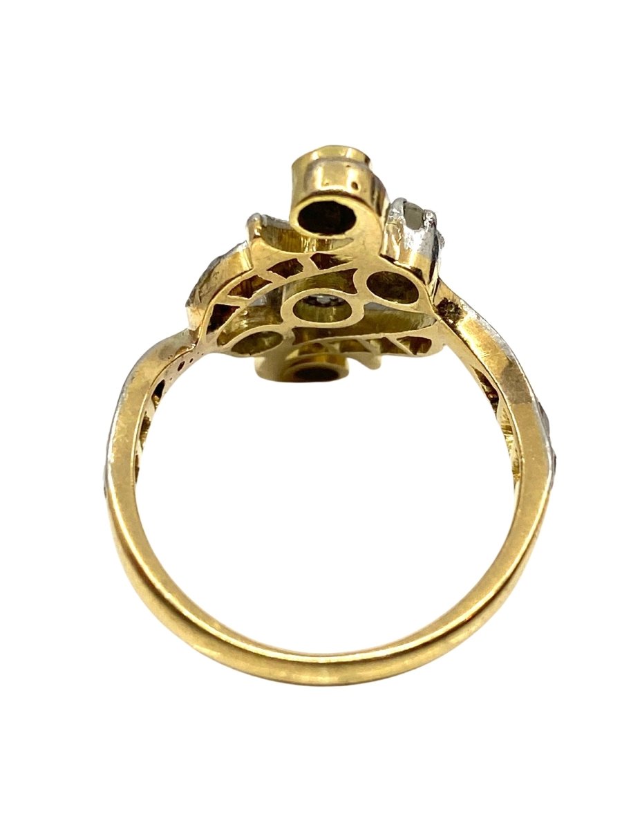 Bague en or jaune, or blanc et diamants - Castafiore