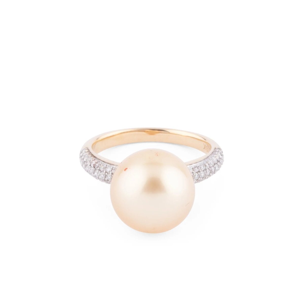 Bague en or jaune, ornée d'une perle de culture Gold des mers du sud - Castafiore