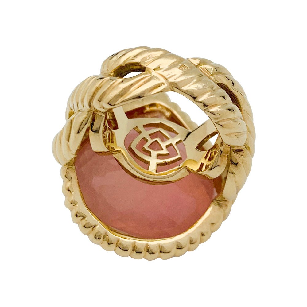 Bague en or jaune, quartz rose - Castafiore