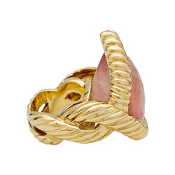 Bague en or jaune, quartz rose - Castafiore