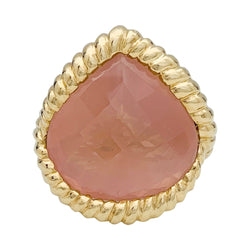 Bague en or jaune, quartz rose - Castafiore