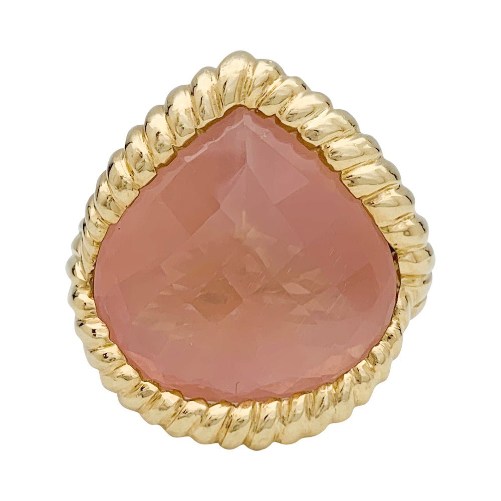 Bague en or jaune, quartz rose - Castafiore