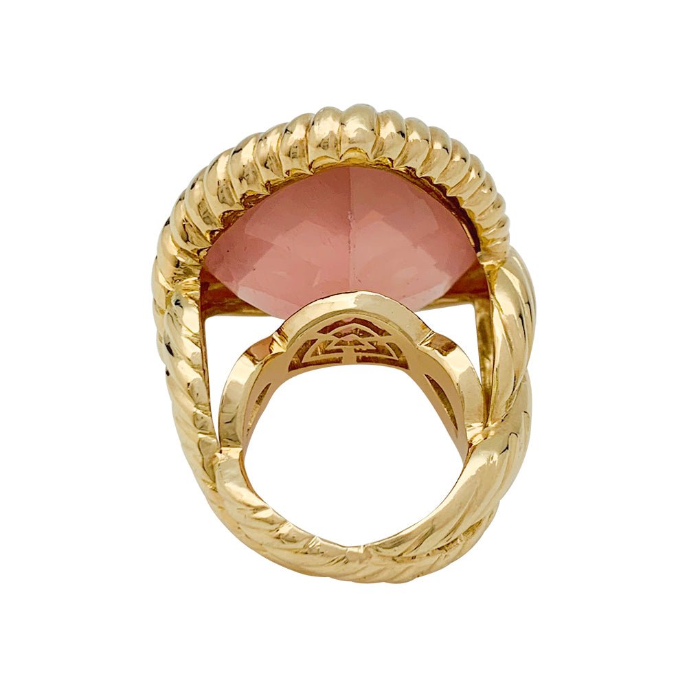 Bague en or jaune, quartz rose - Castafiore