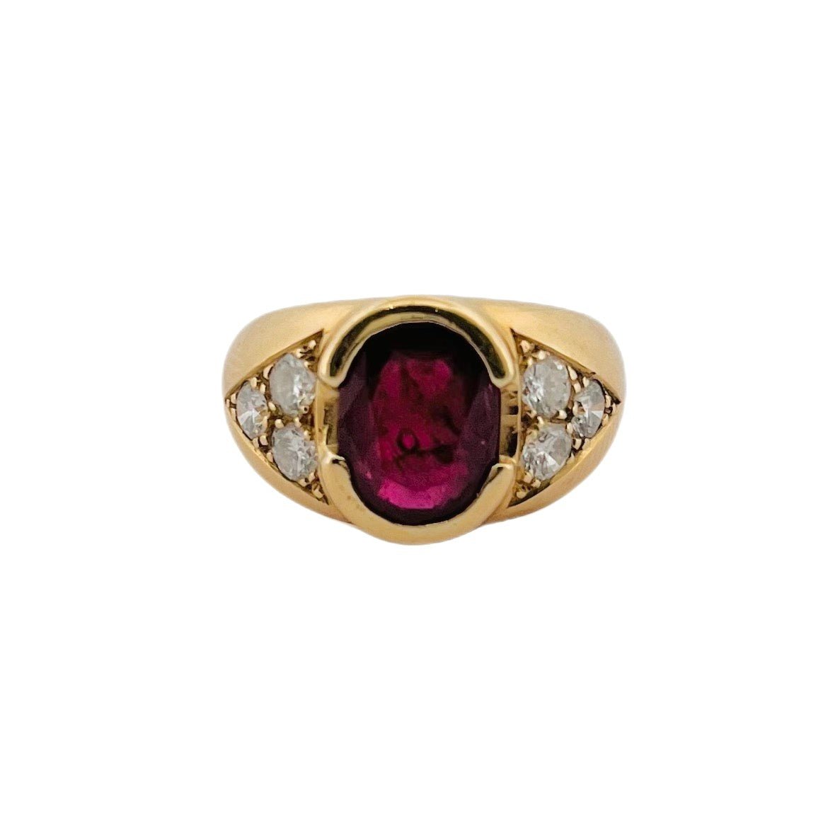 Bague en or jaune, rubis et diamants - Castafiore