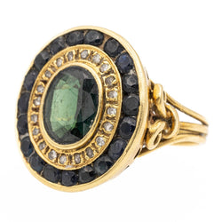 Bague en or jaune, saphir et diamants - Castafiore