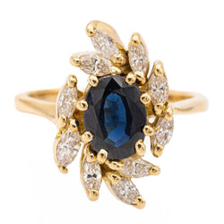 Bague en or jaune, saphir et diamants - Castafiore