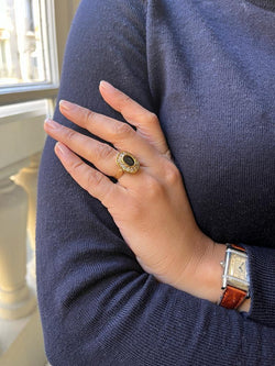 Bague en or jaune saphir et diamants - Castafiore