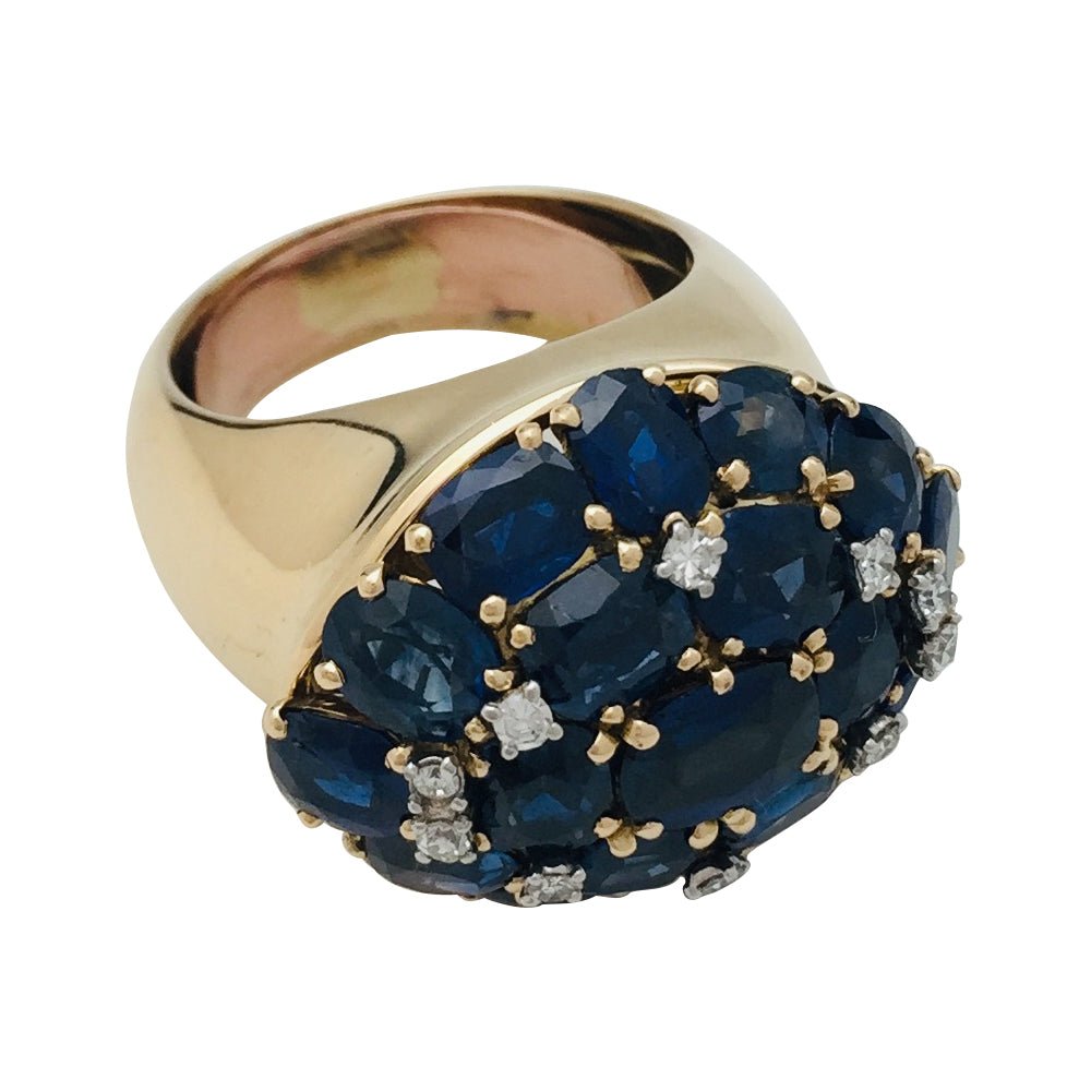 Bague en or jaune saphirs et diamants - Castafiore