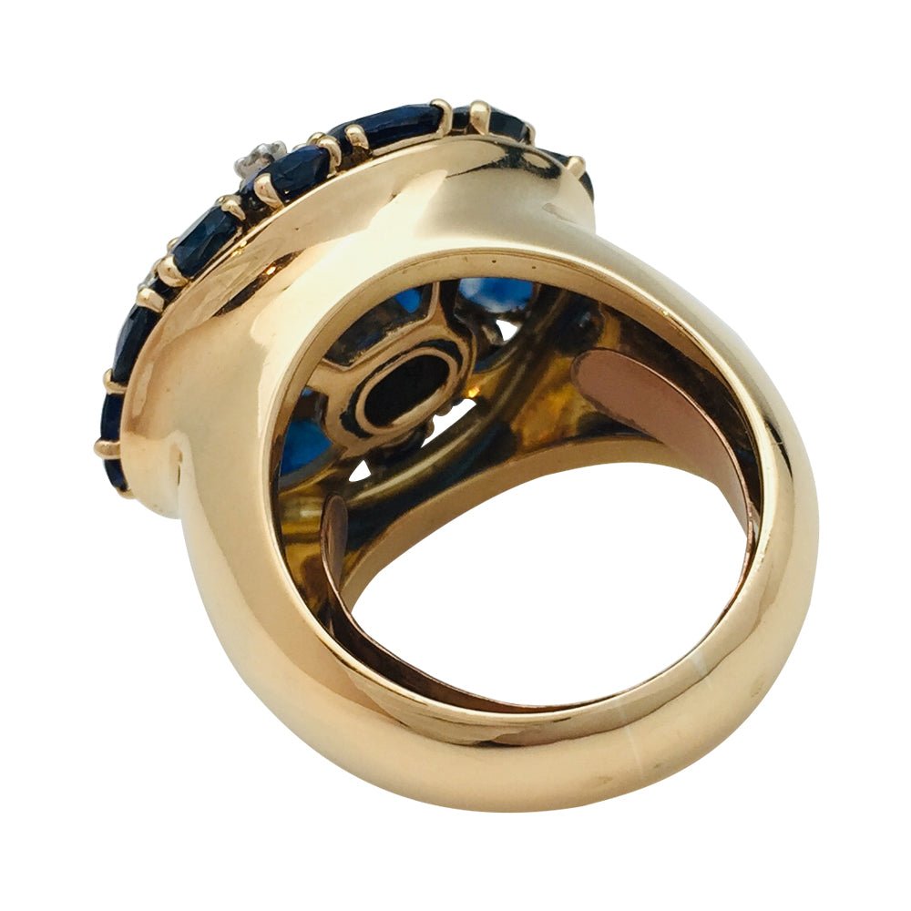 Bague en or jaune saphirs et diamants - Castafiore