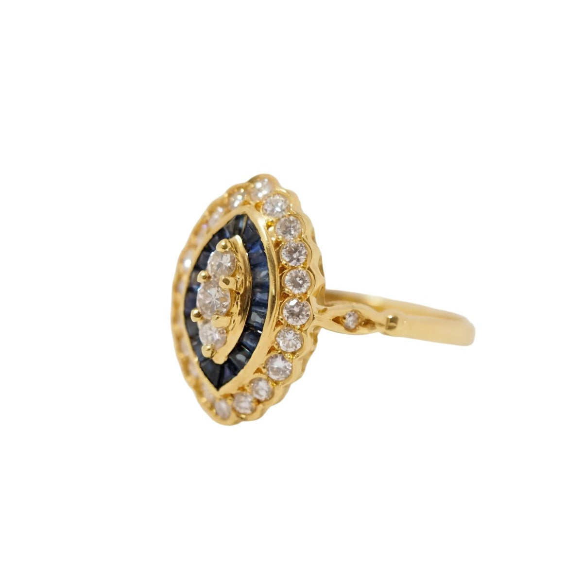 Bague en or jaune, saphirs et diamants - Castafiore