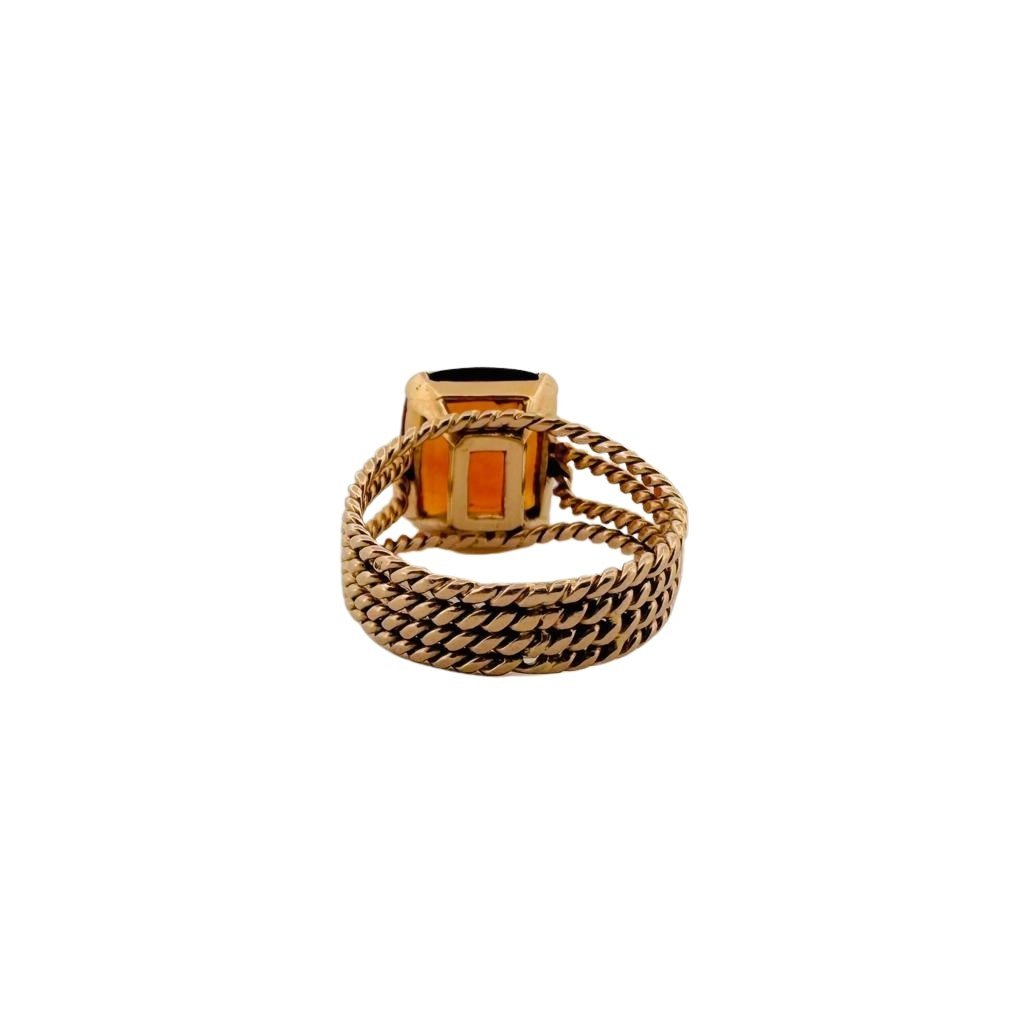 Bague en or jaune torsadé sertie d'une citrine - Castafiore