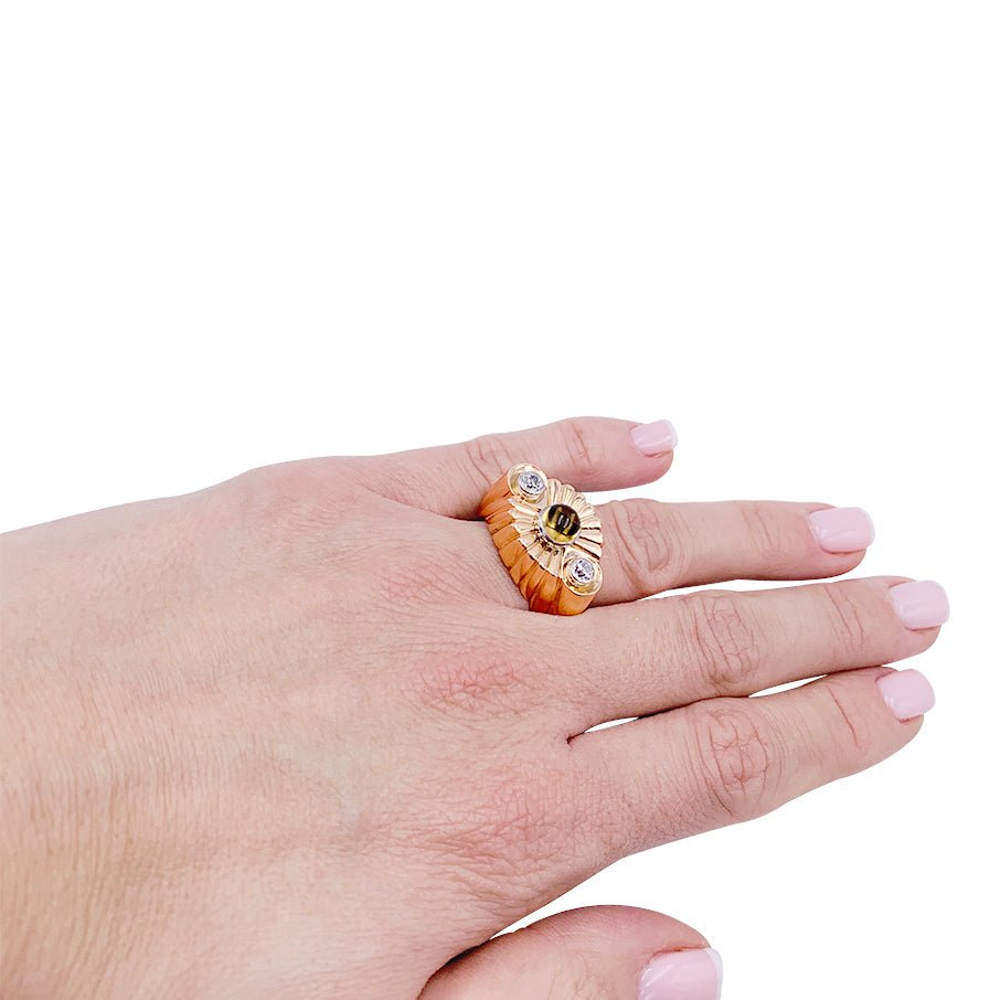 Bague en or rose, citrine et diamants - Castafiore