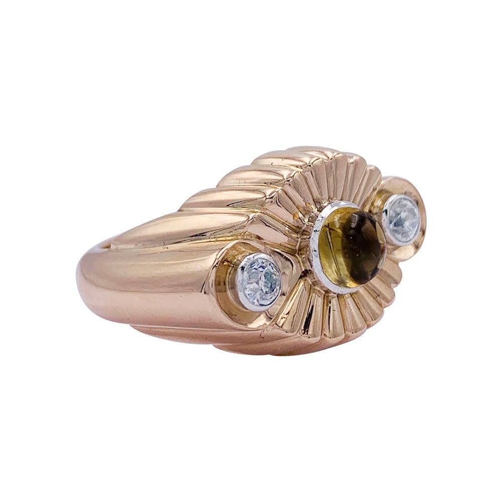 Bague en or rose, citrine et diamants - Castafiore