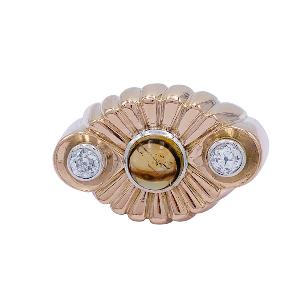 Bague en or rose, citrine et diamants - Castafiore