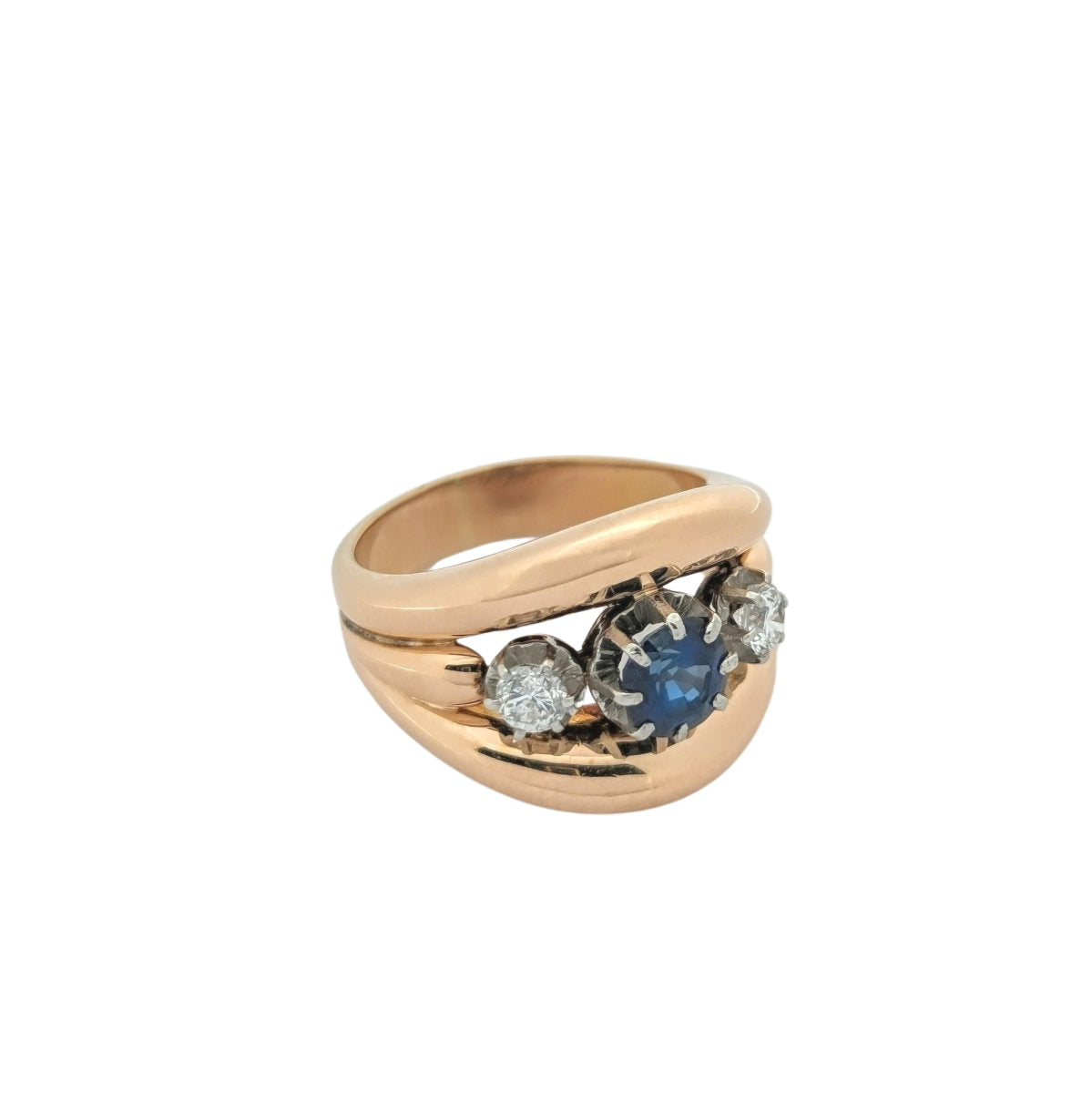 Bague en or rose, diamants et saphir - Castafiore