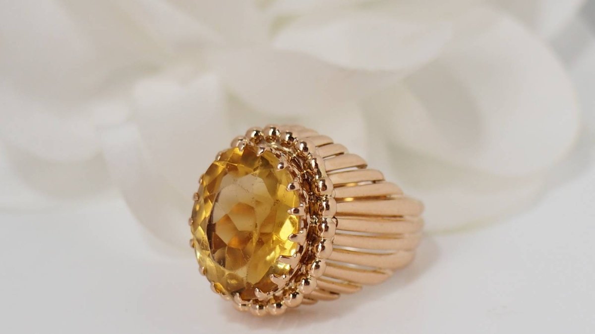 Bague en or rose et citrine - Castafiore