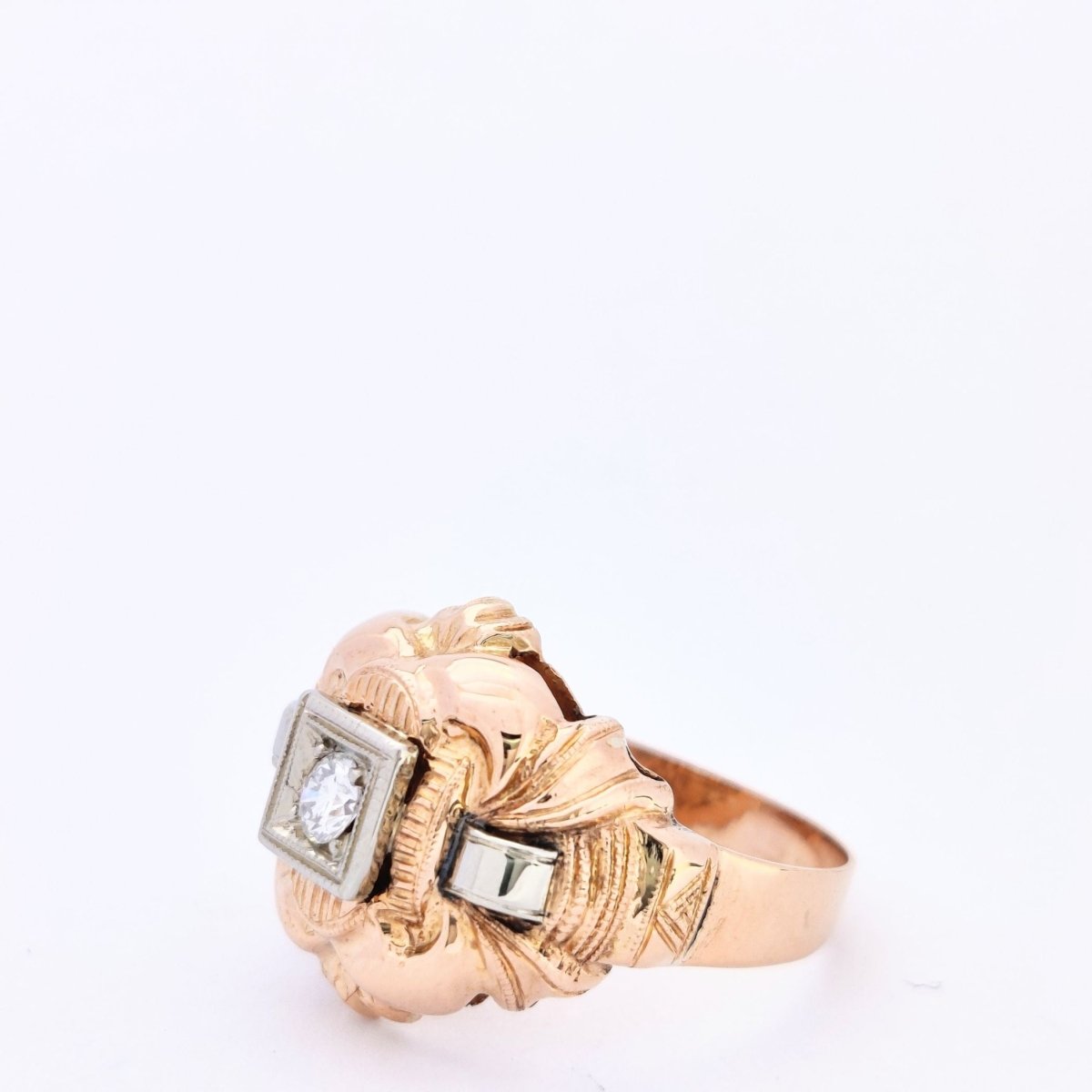 BAGUE EN OR ROSE ET DIAMANT - Castafiore