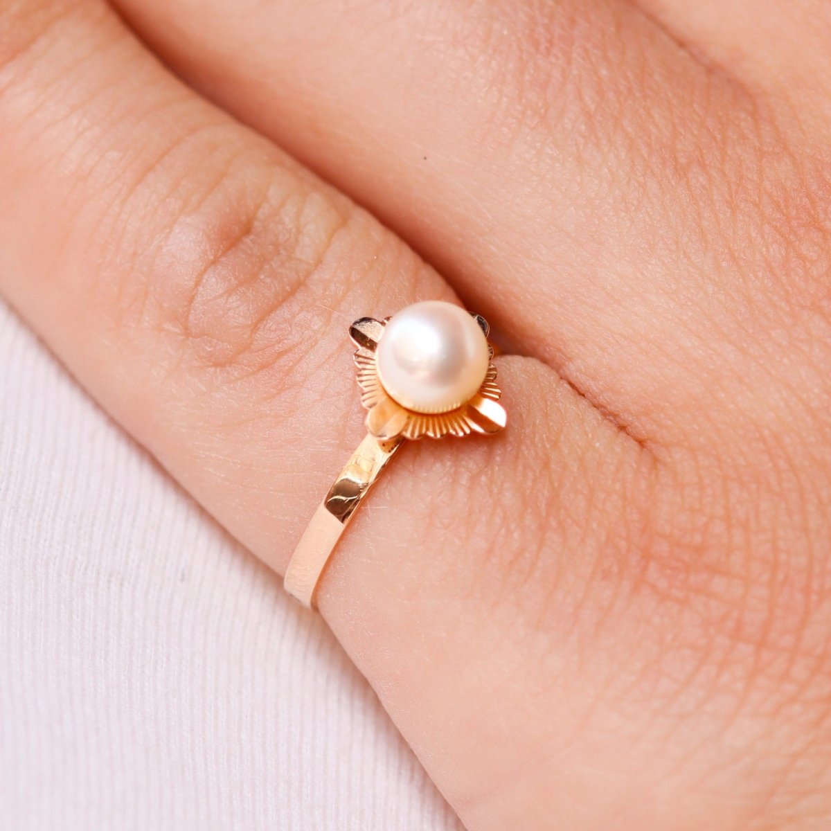 Bague en or rose et perle - Castafiore