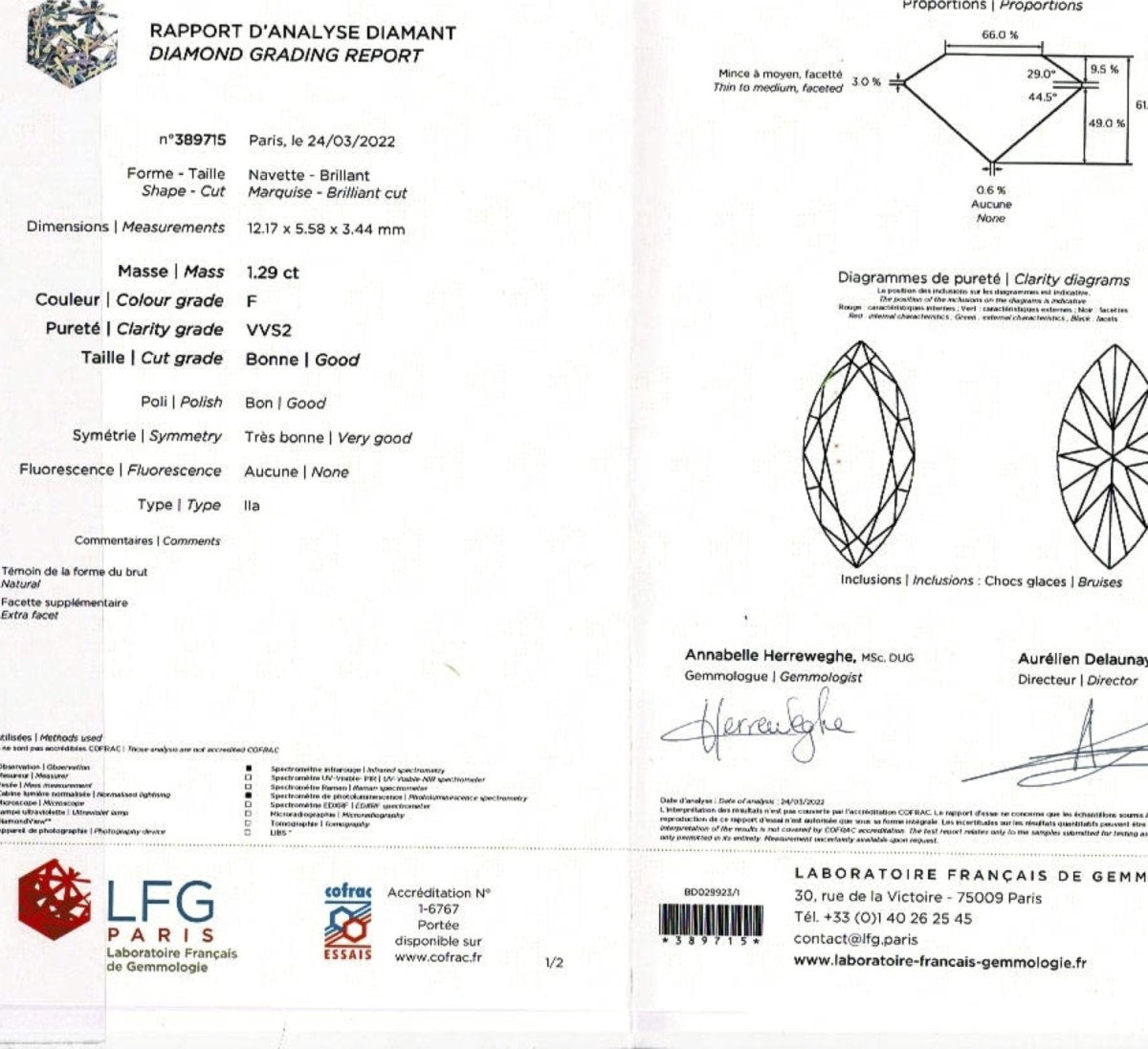 Bague en platine diamant 1,29 carat - Castafiore