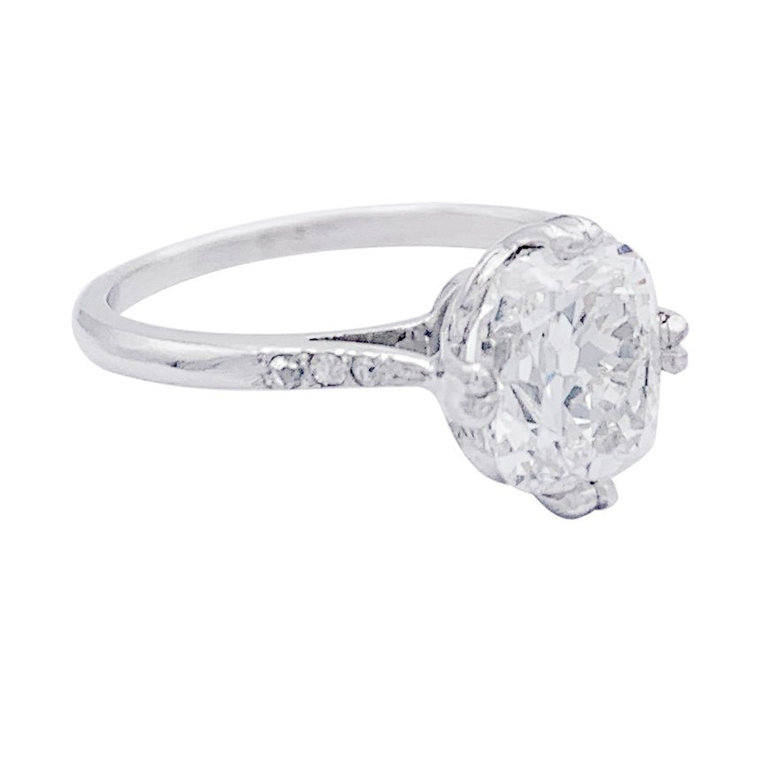 Bague en platine, diamant taille ancienne. - Castafiore