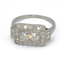 Bague en platine et diamant forme rectangulaire - Castafiore