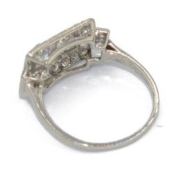 Bague en platine et diamant forme rectangulaire - Castafiore