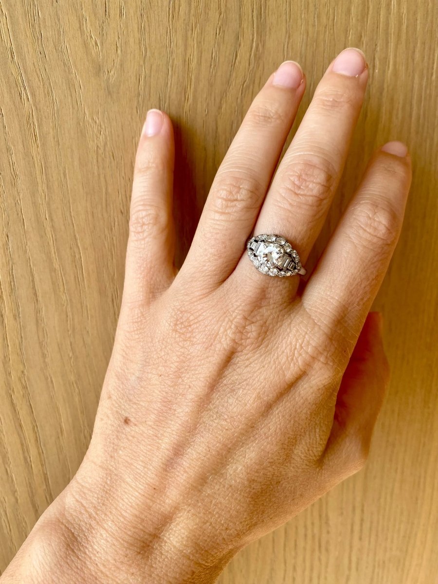 Bague en platine Trombino à diamant certifié Bulgari, CA. 1950s - Castafiore