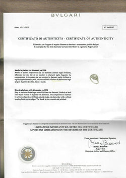 Bague en platine Trombino à diamant certifié Bulgari, CA. 1950s - Castafiore