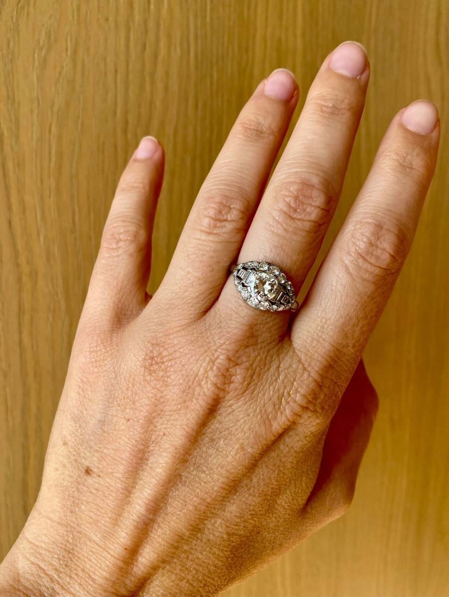 Bague en platine Trombino à diamant certifié Bulgari, CA. 1950s - Castafiore