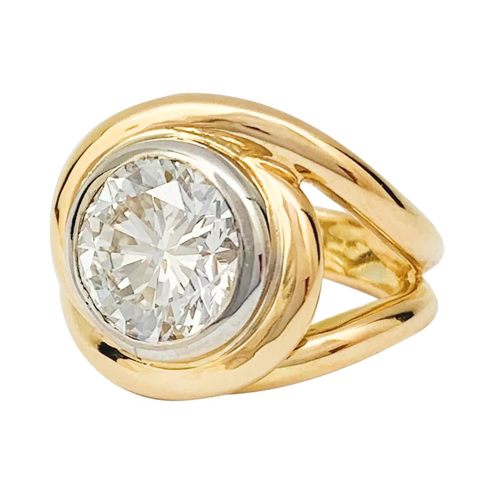 Bague entrelacée deux tons d'or, diamant 2,78 carats - Castafiore