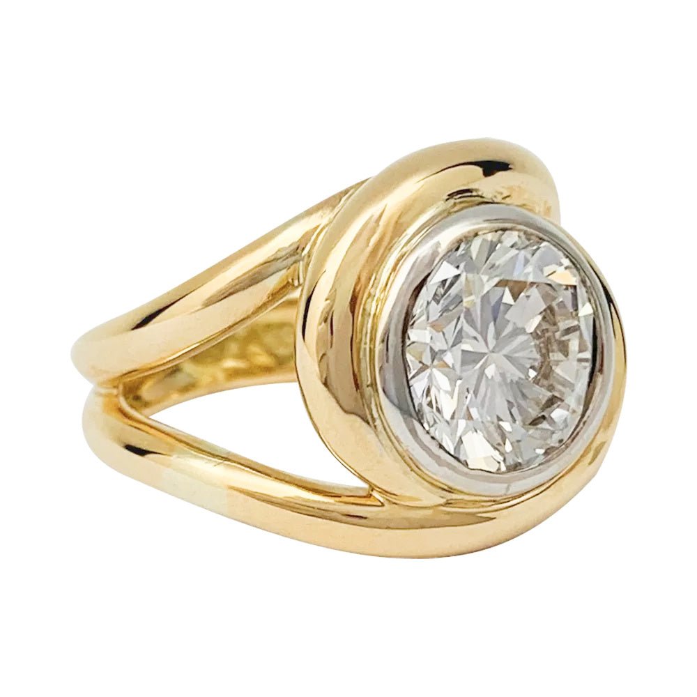 Bague entrelacée deux tons d'or, diamant 2,78 carats - Castafiore