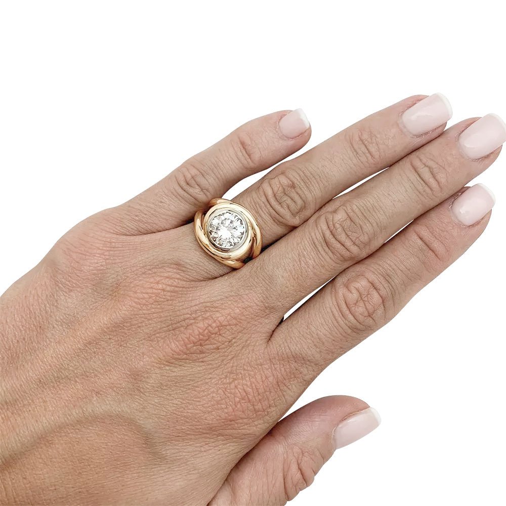 Bague entrelacée deux tons d'or, diamant 2,78 carats - Castafiore