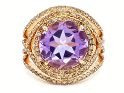 Bague ETERNAMÉ "Eternelle" en or jaune, améthyste et diamants - Castafiore