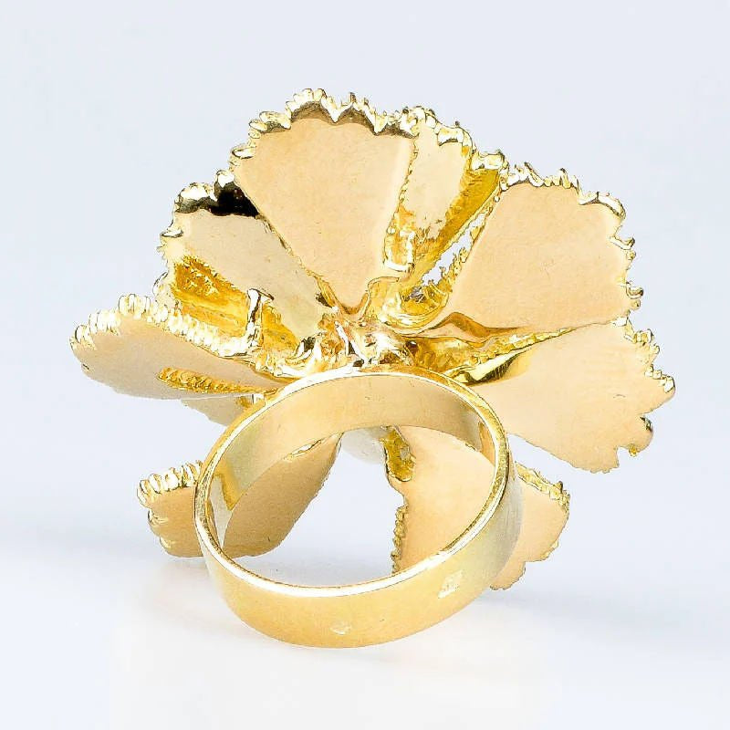 Bague fleur diamant en or jaune 18 carats - Castafiore