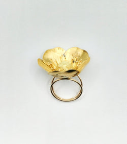 Bague fleur en or jaune - Castafiore