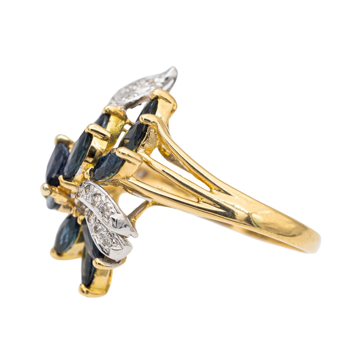 Bague Fleur en or jaune et saphir - Castafiore