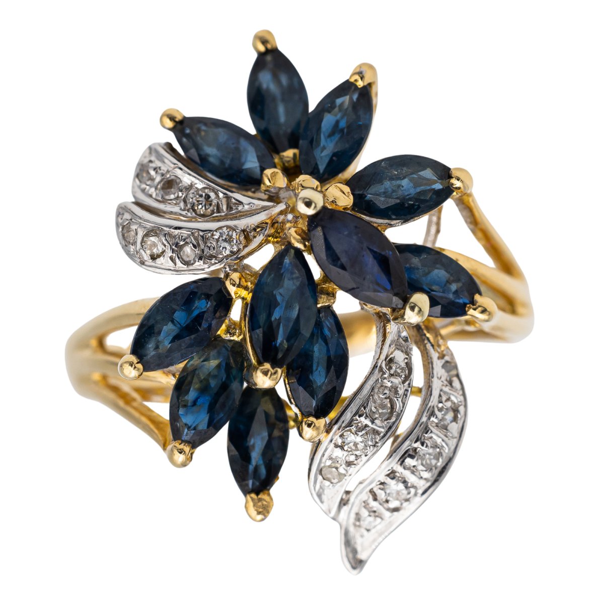 Bague Fleur en or jaune et saphir - Castafiore