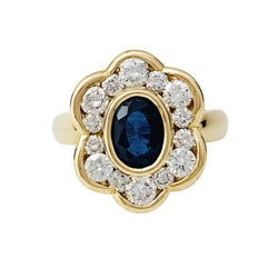 Bague fleur en or jaune, saphir et diamants - Castafiore