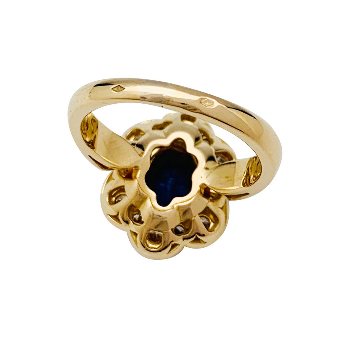 Bague fleur en or jaune, saphir et diamants - Castafiore