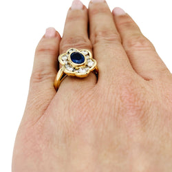 Bague fleur en or jaune, saphir et diamants - Castafiore