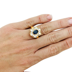 Bague fleur en or jaune, saphir et diamants - Castafiore