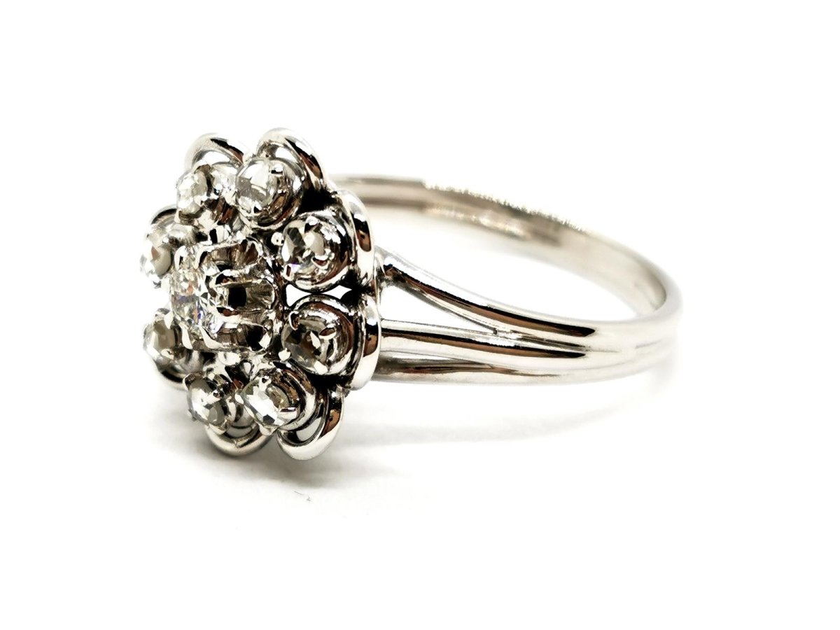 Bague Fleur Or blanc Diamant - Castafiore